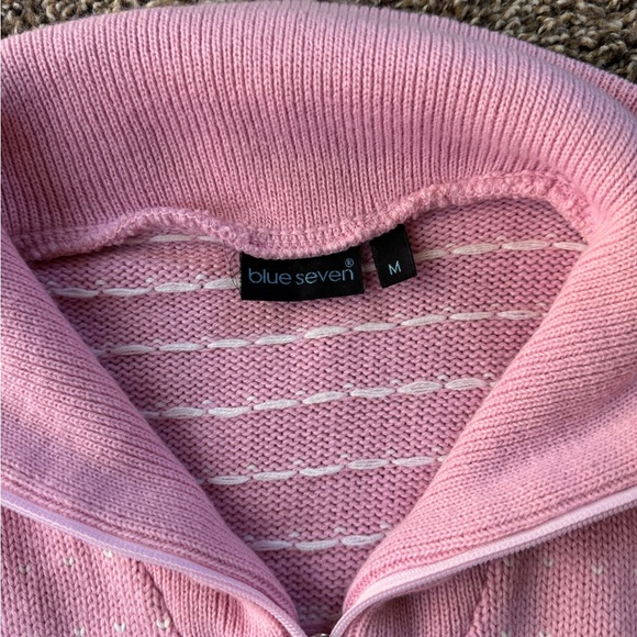 Vintage Blue Seven Pink Fairisle Quarter Zip Pullover Sweater - Picture 5 of 6